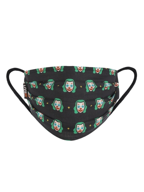 LIVE IT SAFE Green & Black Printed 4-Ply Reusable Nano-Technology Cloth Mask