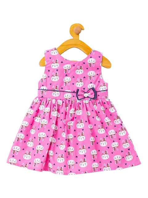 The Magic Wand Girls Pink Printed Fit and Flare Dress