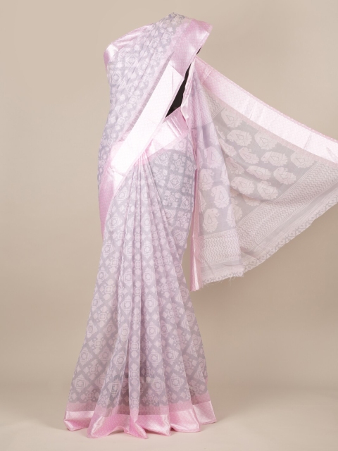 Pothys Pink Printed Jute Silk Saree