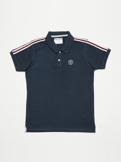 Octave Boys Navy Blue Solid Polo Collar T-shirt