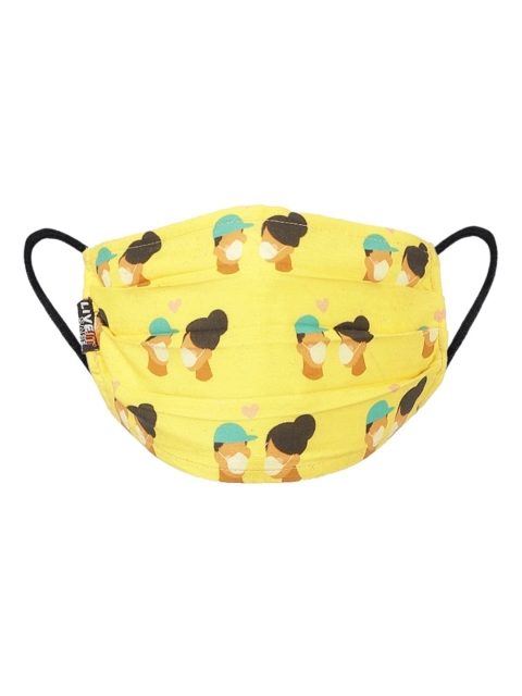 LIVE IT SAFE Yellow & Black Printed 4-Ply Reusable Nano-Technology Cloth Mask