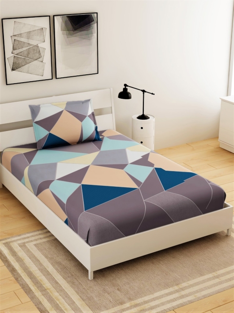Salona Bichona Grey & Turquoise Blue Geometric 144 TC Polyester 1 Single Bedsheet with 1 Pillow Covers
Salona Bichona Grey & Turquoise Blue Geometric 144 TC Polyester 1 Single Bedsheet with 1 Pillow Covers