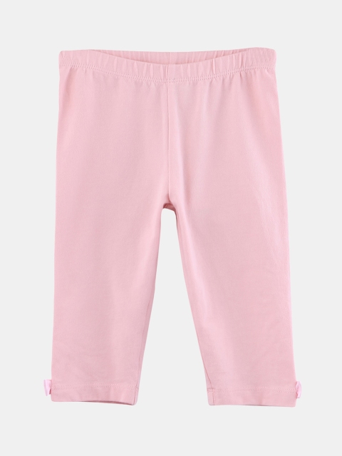 Beebay Infant Girls Pink Solid Ankle-Length Leggings
