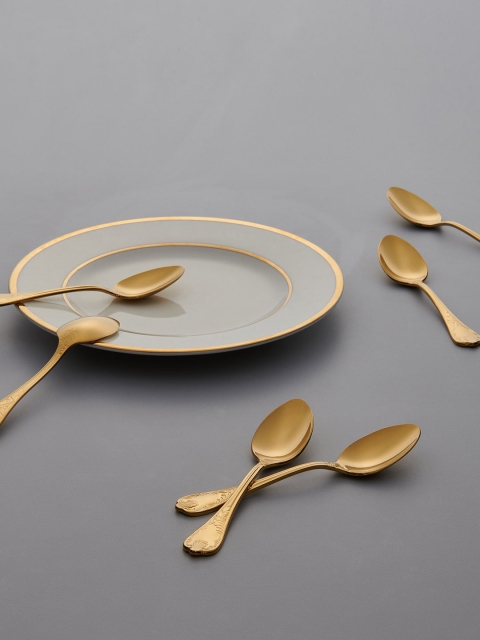 Pure Home and Living Set of 6 Golden Teaspoons Set, Gold