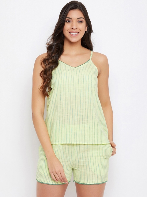 Clovia Women Yellow & Blue Cami Top & Short Set