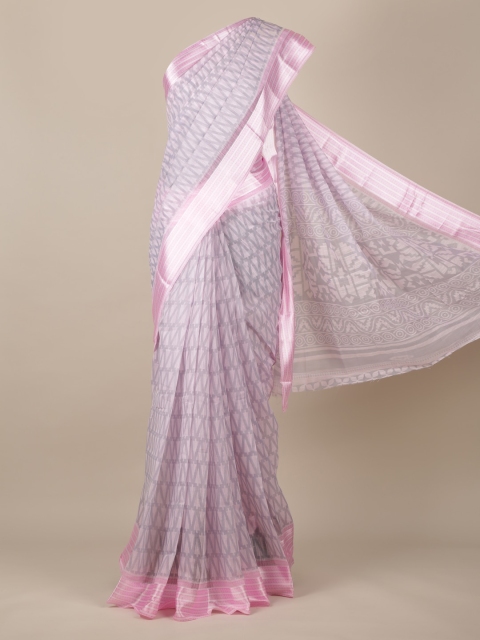Pothys Pink Printed Jute Silk Saree