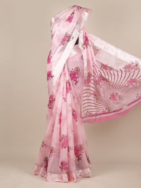 Pothys Pink Printed Jute Silk Saree