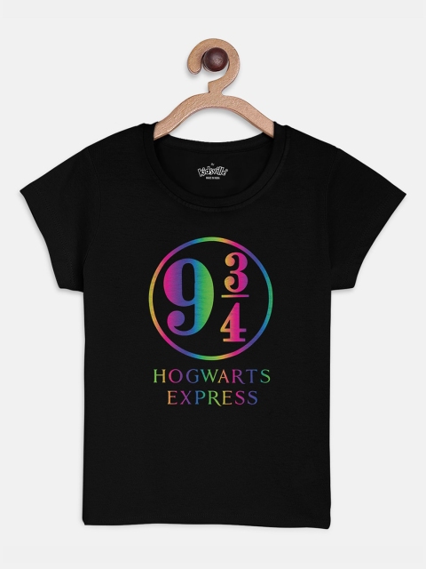 Kids Ville Harry Potter featured Black Tshirt for Girls