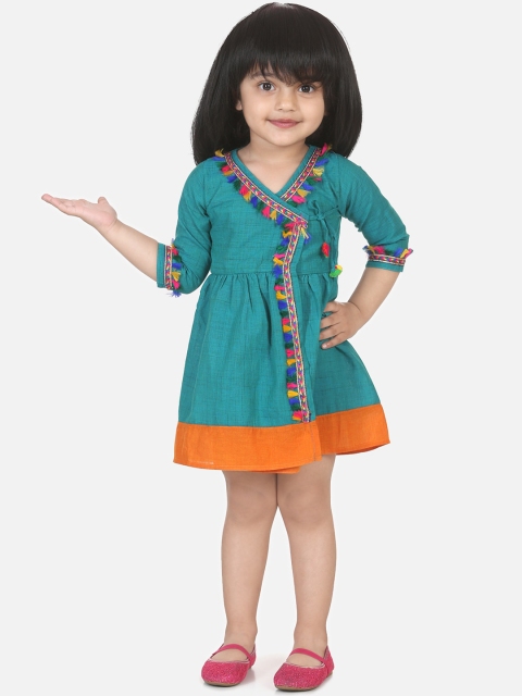 BownBee Girls Blue Printed A-Line Dress