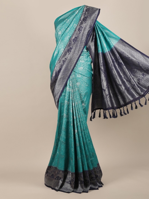 Pothys Blue Woven Design Jute Silk Saree