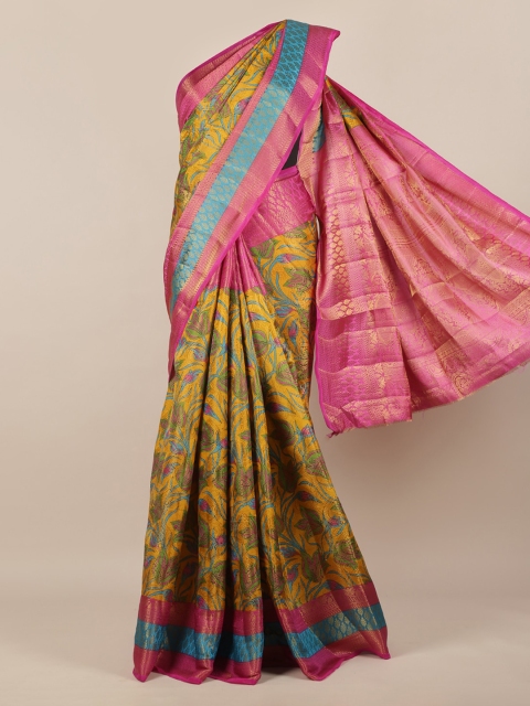 Pothys Mustard Yellow Woven Design Jute Silk Saree