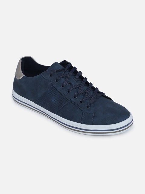 ALDO Men Navy Blue Leather Sneakers