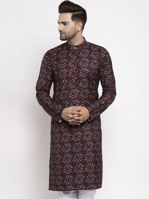 Jompers Men Brown Printed Kurta