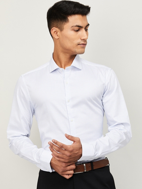 CODE by Lifestyle Men Blue Slim Fit Checked Formal Shirt
