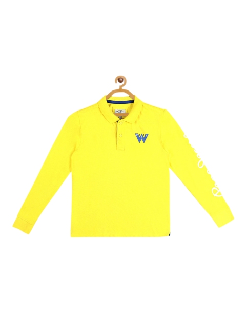 Pepe Jeans Boys Yellow Solid Polo Collar T-shirt