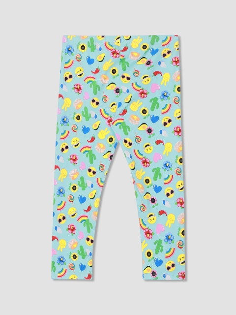 The Childrens Place Girls Blue & Yellow Printed Ankle-Length Leggings