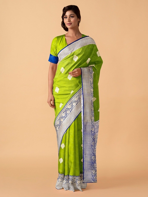 Taneira Green Pure Silk Woven Design Banarasi Saree