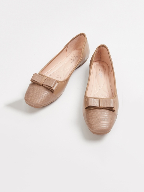 Ginger by Lifestyle Women Beige Solid PU Ballerinas