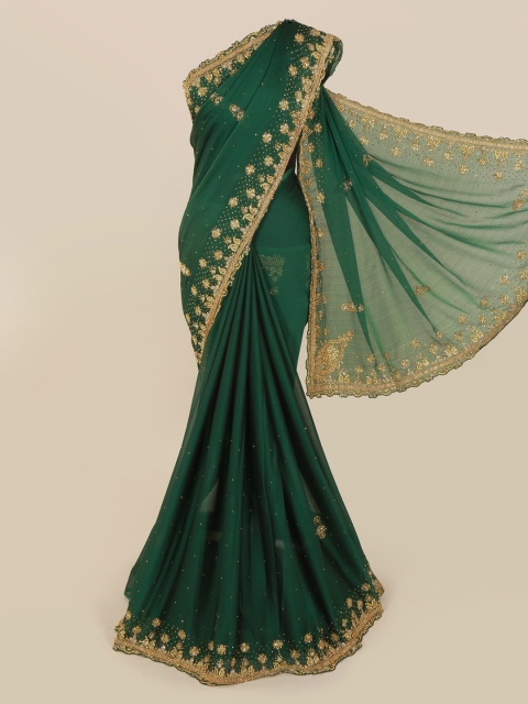 Pothys Green Embellished Pure Georgette Saree