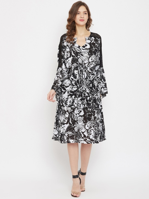 The Kaftan Company Women Black & White Printed A-Line Dress