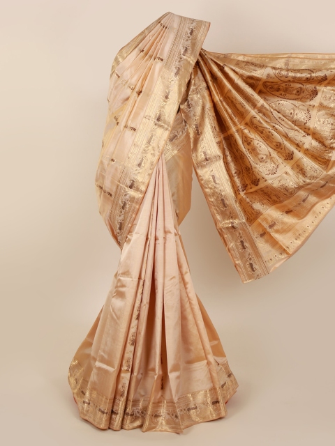 Pothys Gold-Toned Pure Silk Woven Design Baluchari Saree