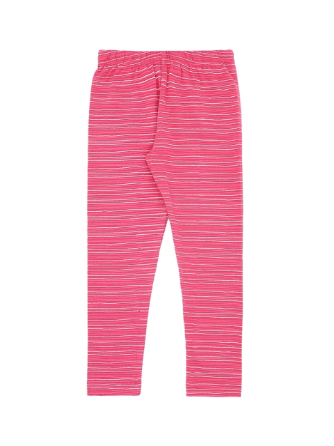 CHALK by Pantaloons Girls Pink & White Striped Ankle Length Leggings