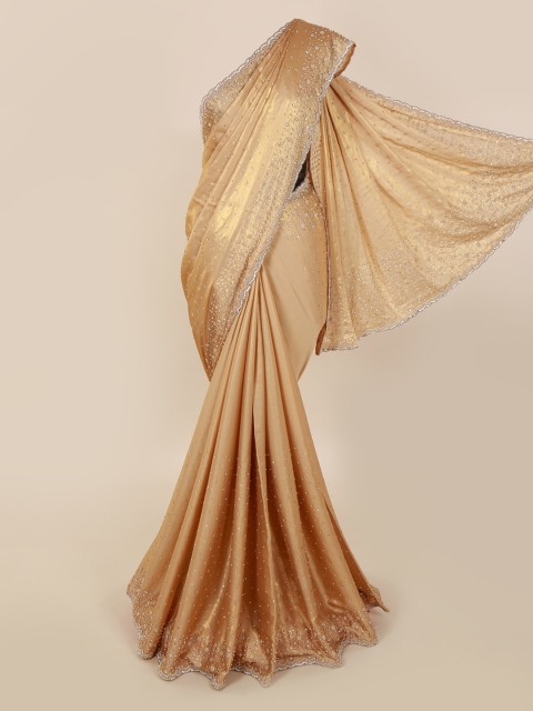 Pothys Cream-Coloured Embellished Pure Georgette Saree