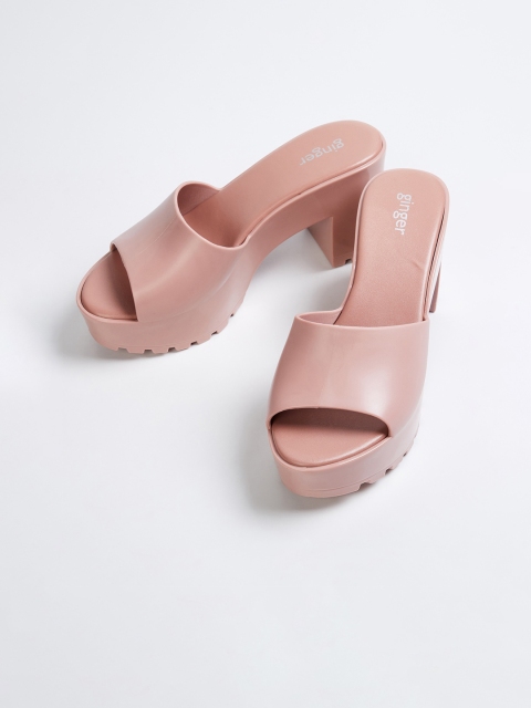 Ginger by Lifestyle Women Pink Solid Mules