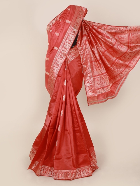 Pothys Red Pure Silk Woven Design Baluchari Saree