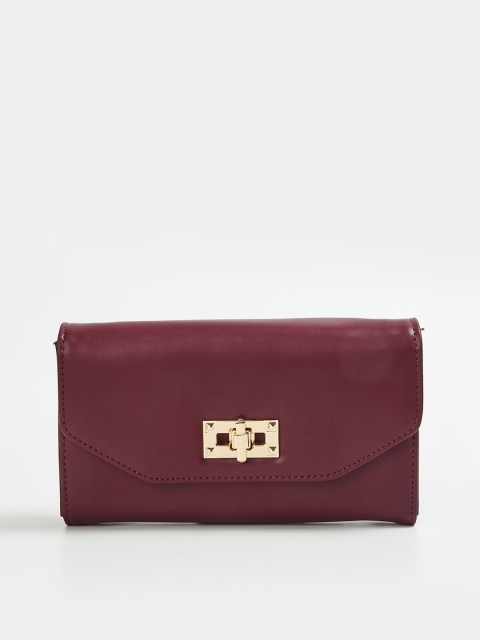 Ginger by Lifestyle Women Burgundy Solid Envelope Wallet