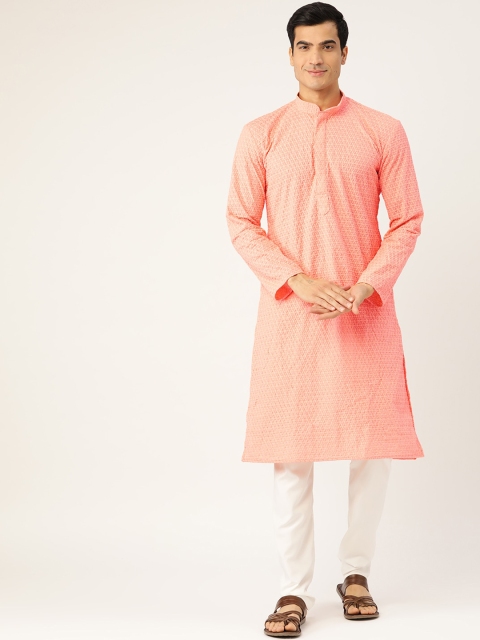 RAJUBHAI HARGOVINDAS Men Peach-Coloured Geometric Embroidered Chikankari Kurta
RAJUBHAI HARGOVINDAS Men Peach-Coloured Geometric Embroidered Chikankari Kurta