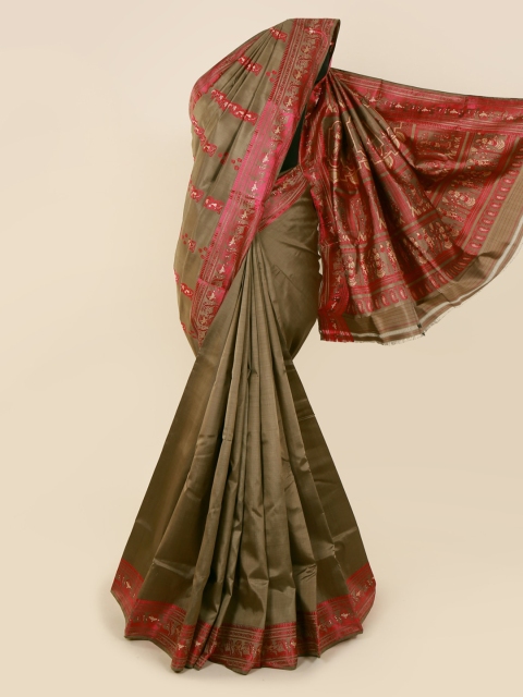 Pothys Grey Pure Silk Printed Baluchari Saree