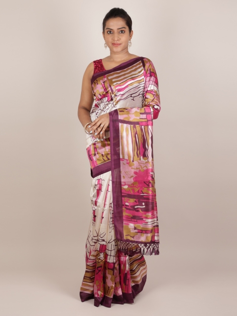 Pothys Multicoloured Printed Jute Silk Saree, Multi