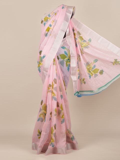 Pothys Rose Printed Jute Silk Saree