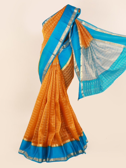 Pothys Orange & Blue Pure Silk Checked Saree
Pothys Orange & Blue Pure Silk Checked Saree