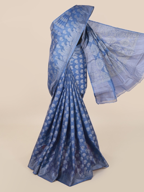 Pothys Blue Woven Design Tussar Saree