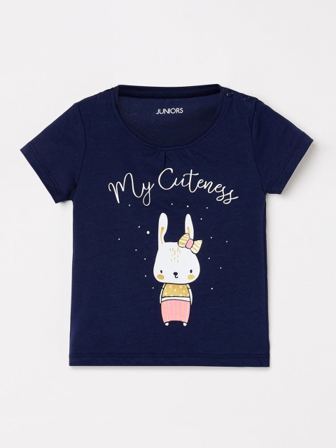 Juniors by Lifestyle Navy Blue Printed Top