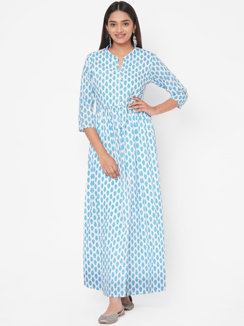 Vedic Women Blue Ethnic Motifs Printed Kurta