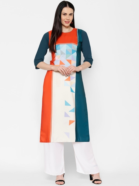 7Threads Women Multicoloured Printed Crepe Kurta, Multi