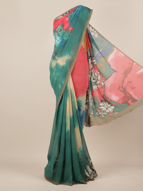 Pothys Green Printed Poly Chiffon Saree