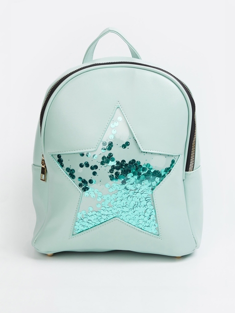 Ginger by Lifestyle Women Turquoise Blue Embellished Backpack