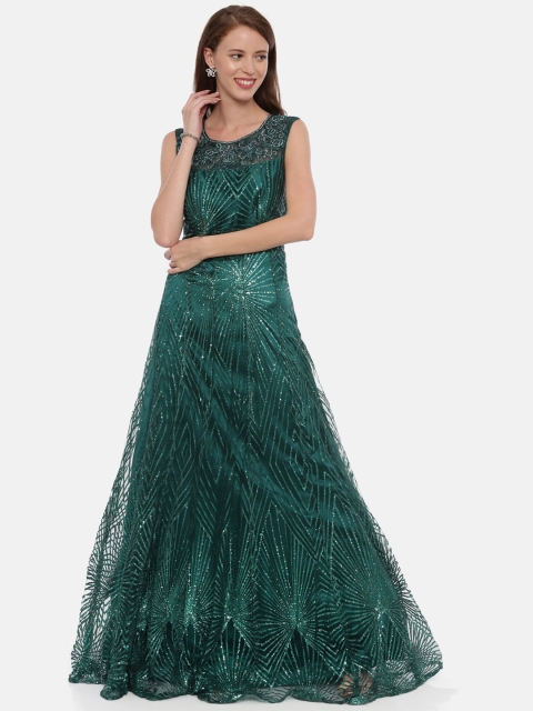 Neerus Women Green Embellished Kurta with Palazzos