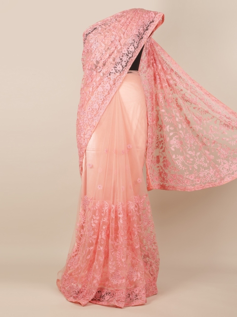 Pothys Pink Embroidered Net Saree