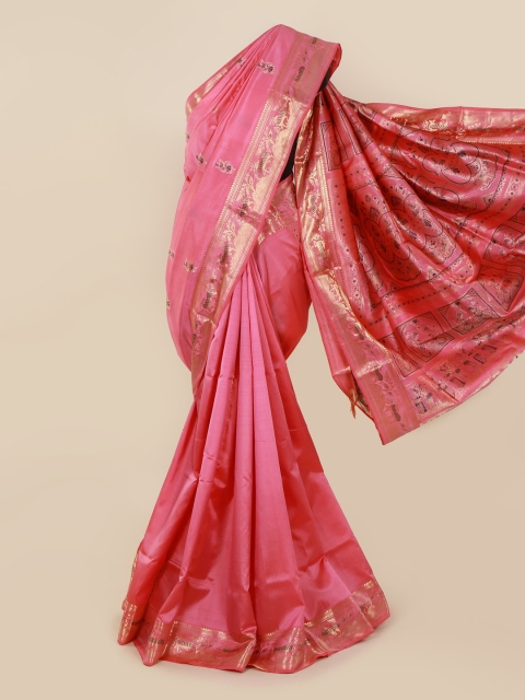 Pothys Pink Pure Silk Solid Baluchari Saree