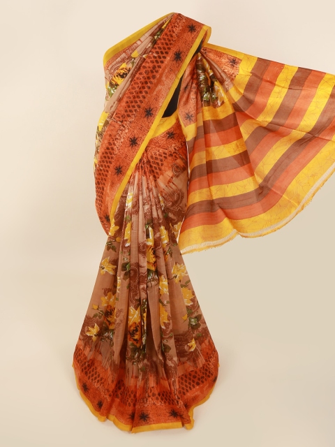 Pothys Pink Pure Silk Printed Murshidabad silk Saree