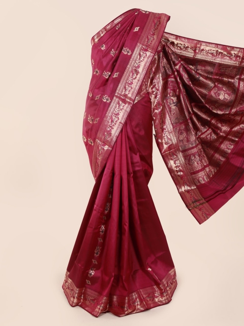Pothys Magenta Pure Silk Woven Design Baluchari Saree