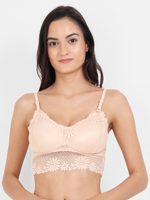 Golden Girl Beige Lace Non-Wired Removable Padding Bralette Bra 835 Skin_30C