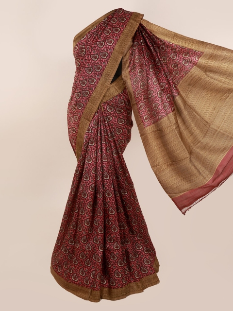 Pothys Pink Pure Silk Printed Murshidabad silk Saree