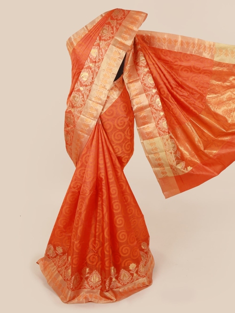 Pothys Orange & Gold-Toned Pure Silk Woven Design Tussar Saree With Zari Border
Pothys Orange & Gold-Toned Pure Silk Woven Design Tussar Saree With Zari Border