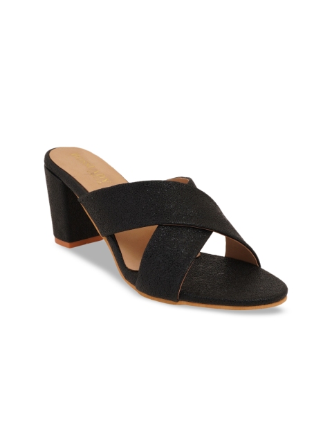 SCENTRA Women Black Textured Mules